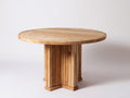 Mesas de jardín 135 x 135 x 75 cm - madera natural - diseño redondo con base central de listones