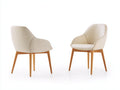 Sillas de comedor tapizadas 60x62x84 cm - beige crema y madera natural - diseño envolvente moderno en juego de 2