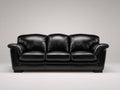 Sofás 3 plazas tapizado 218x96x90 cm - negro - diseño clásico con respaldo acolchado y reposabrazos curvos