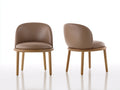 Sillas de comedor tapizadas 56x59x80 cm - marrón topo y madera natural - diseño curvo contemporáneo en juego de 2