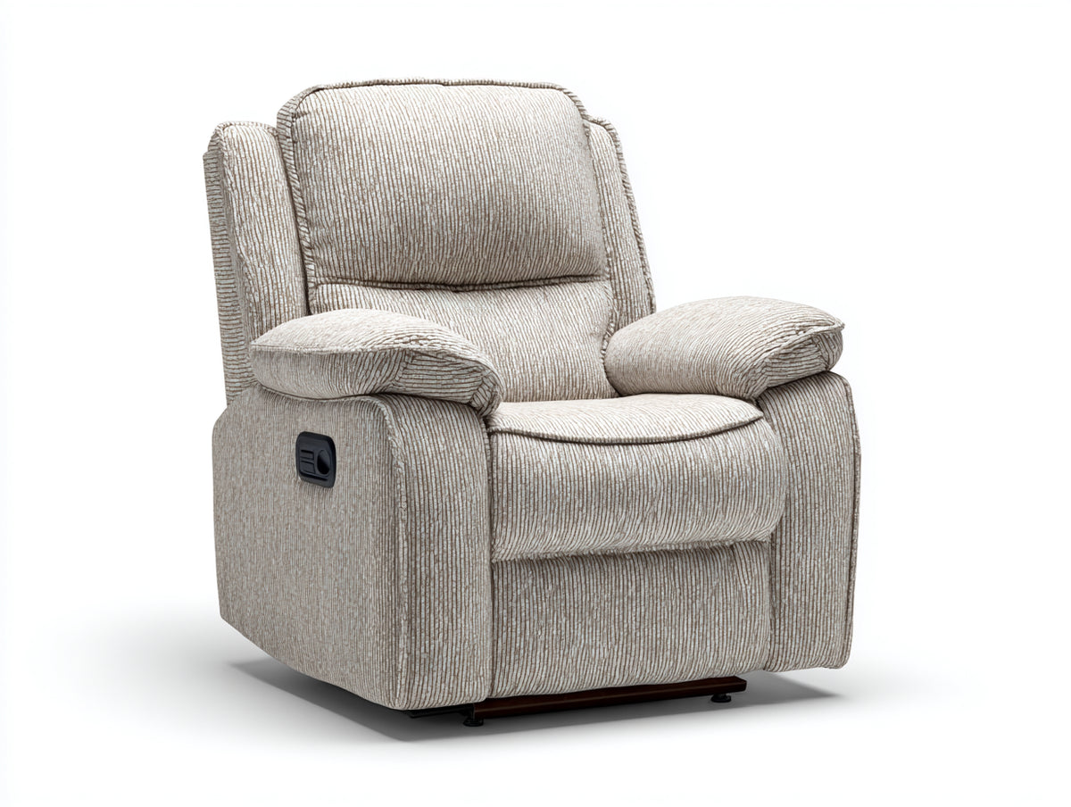 Sillones reclinables tapizados 98 x 94 x 105 cm - Beige - Diseño acolchado con respaldo alto reposabrazos amplios y reposapiés integrado