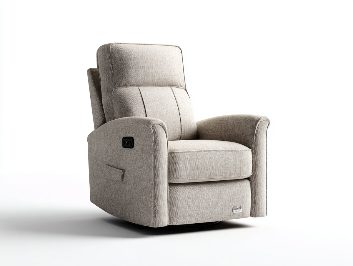 Sillones reclinables 88 x 94 x 108 cm - tejido beige grisáceo - diseño acolchado con respaldo alto y mando lateral
