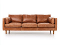 Sofás 3 plazas tapizado 218 x 90 x 84 cm - marrón caramelo - sofá de cuero con asiento acolchado y patas de madera