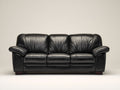 Sofás 3 plazas 218 x 96 x 88 cm - cuero sintético negro - diseño acolchado con reposabrazos curvos