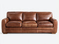 Sofás 3 plazas tapizado 220 x 92 x 86 cm - marrón coñac - sofá de cuero con asiento acolchado y brazos rectos