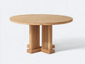 Mesas de jardín de madera maciza 140 x 140 x 76 cm - madera natural - mesa redonda con tablero de lamas y base central