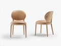 Sillas de comedor 54 x 58 x 81 cm - tapizado beige arena y madera natural - juego de 2 con diseño curvo sin reposabrazos