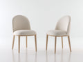 Sillas de comedor tapizadas juego de 2 50x56x84 cm - Blanco crema-Madera natural - Diseño moderno con respaldo curvo y patas de madera
