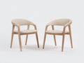Sillas de comedor tapizadas juego de 2 56x58x78 cm - Beige-Madera natural - Diseño moderno con respaldo envolvente y reposabrazos