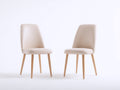 Sillas de comedor tapizadas juego de 2 48x55x88 cm - Beige-Madera natural - Diseño moderno con patas de madera