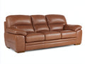 Sofás 3 plazas tapizado efecto cuero 220 x 95 x 90 cm - Marrón coñac - Diseño clásico con asiento acolchado y reposabrazos anchos