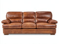 Sofás 3 plazas tapizado 220x95x92 cm - marrón coñac - diseño clásico con respaldo acolchado