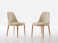 Sillas de comedor tapizadas 52 x 58 x 86 cm - Beige-Madera natural - Juego de 2 con respaldo alto y patas de madera