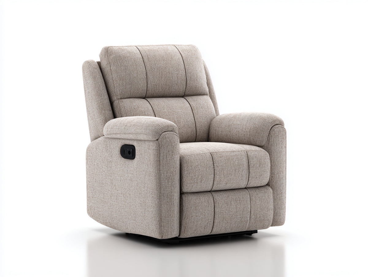 Sillones reclinables tapizados 96x94x106 cm - beige claro - diseño acolchado con control lateral