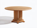 Mesas de jardín redonda de madera maciza 130x130x75 cm - Madera natural - Diseño moderno con base central de listones verticales